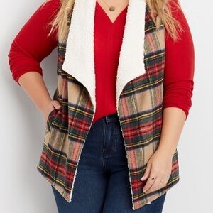 Janice Apparel / Cozy Sherpa Lined Plaid Vest